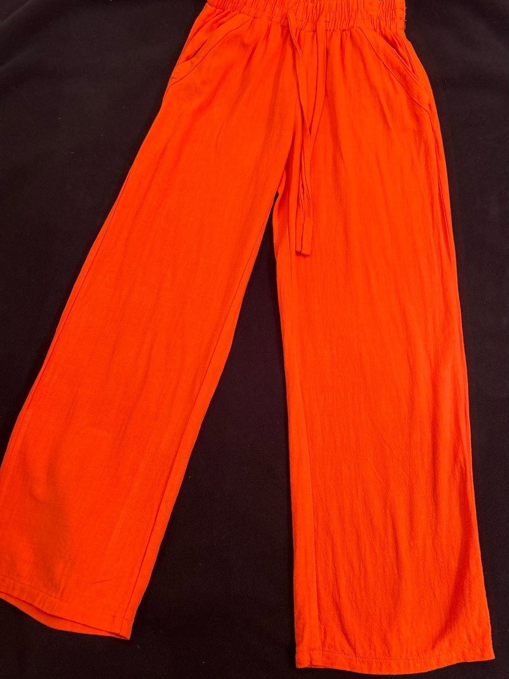 Women’s Wide-Leg Elastic Orange Vibrant drawstring pants